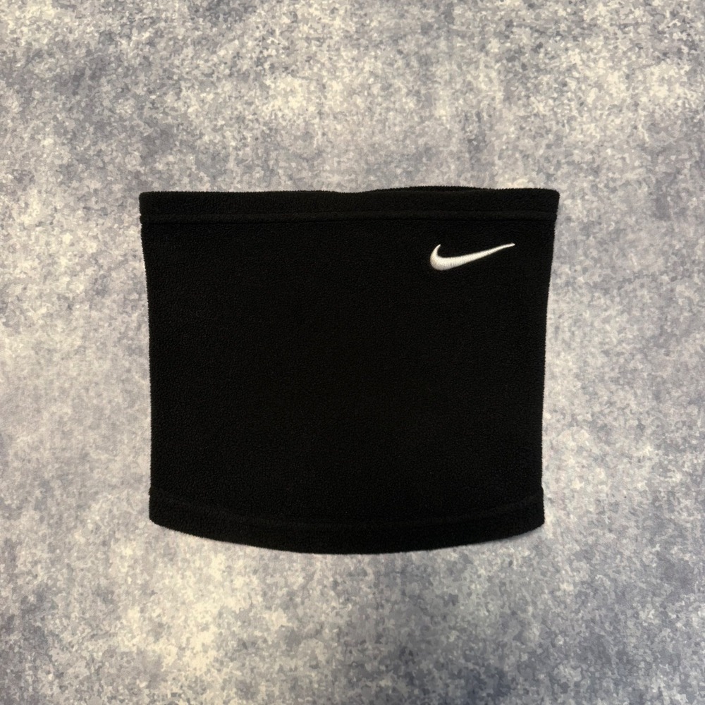 Nike Mens Fleece Neck Warmer Gaiter Black White Swoosh One Size